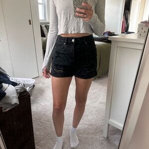 American Eagle Black Curvy Mom Shorts